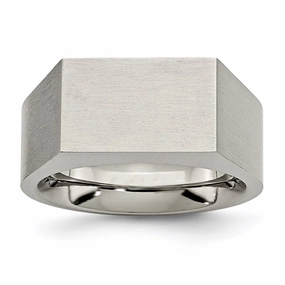 Titanium Polished and Brushed Signet Ring | TB425
