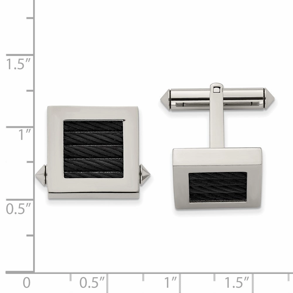 Titanium Polished Black IP-plated Wire Cufflinks