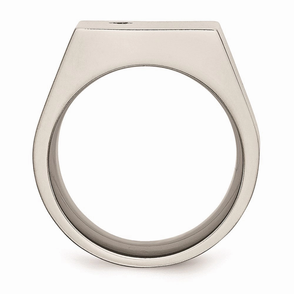 Titanium Polished CZ Signet Ring | TB426