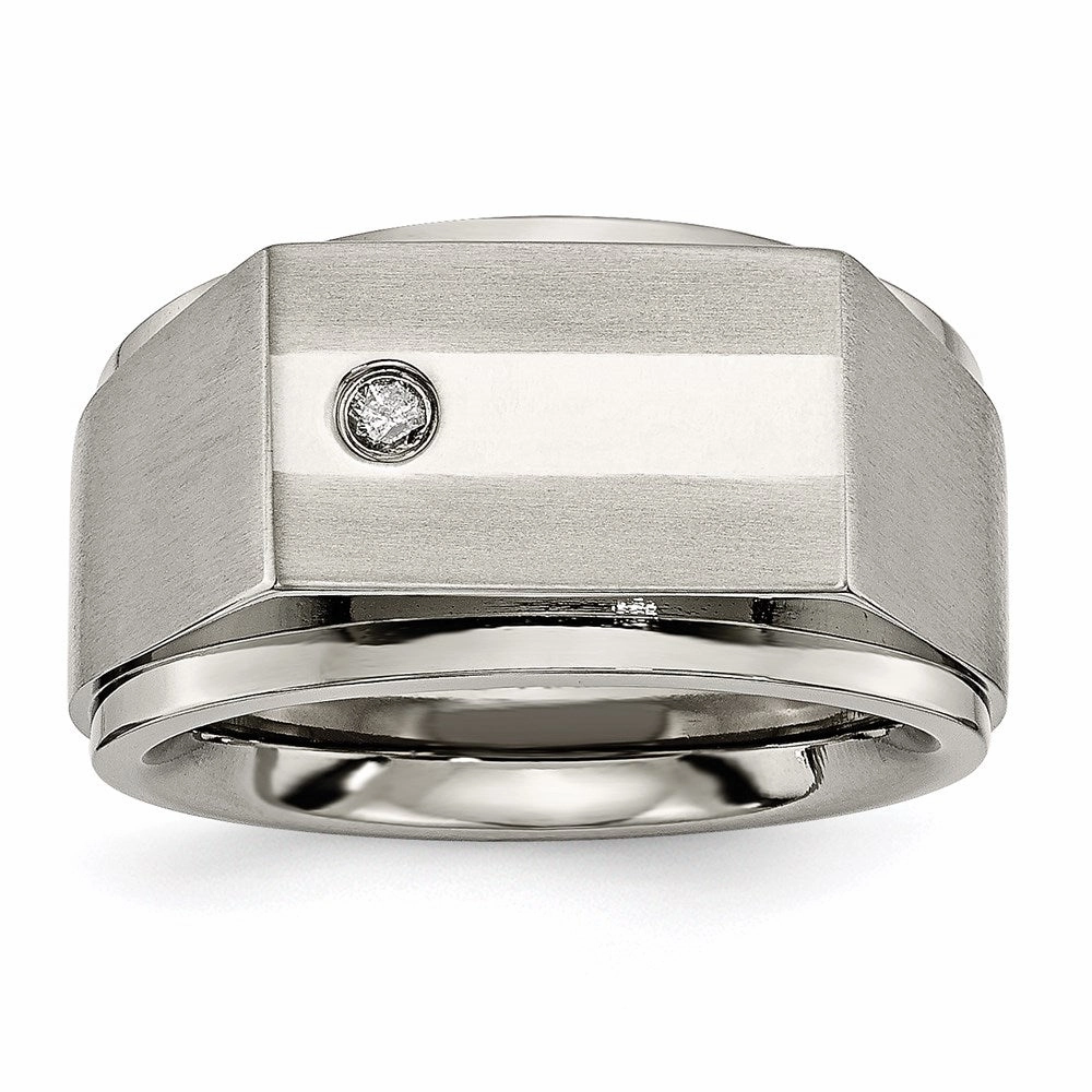 Titanium Satin & Polished Diamond Band | TB263AA