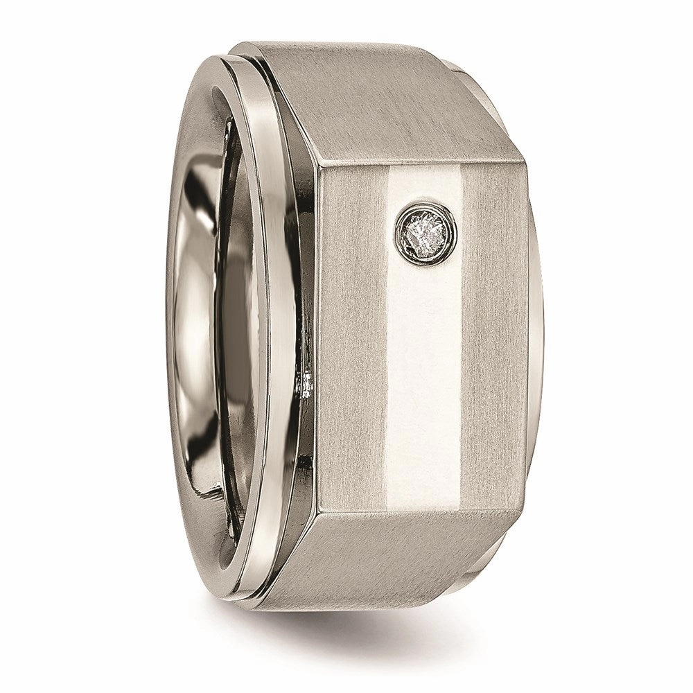 Titanium Satin & Polished Diamond Band | TB263AA