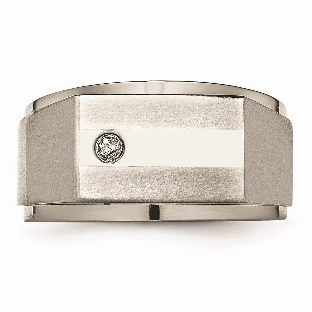 Titanium Satin & Polished Diamond Band | TB263AA
