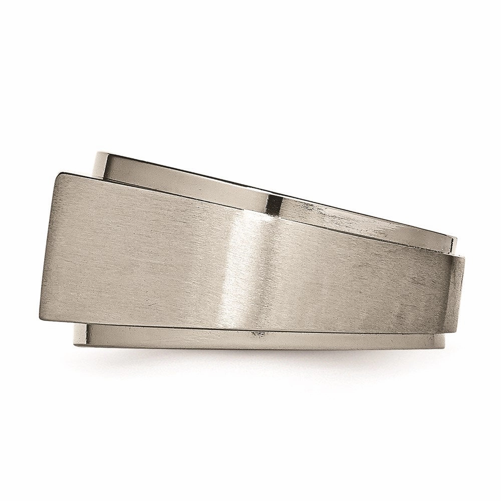 Titanium Satin & Polished Diamond Band | TB263AA
