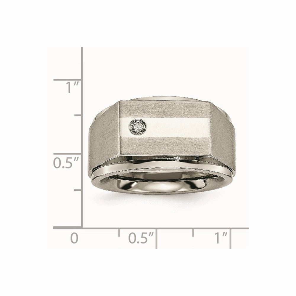 Titanium Satin & Polished Diamond Band | TB263AA