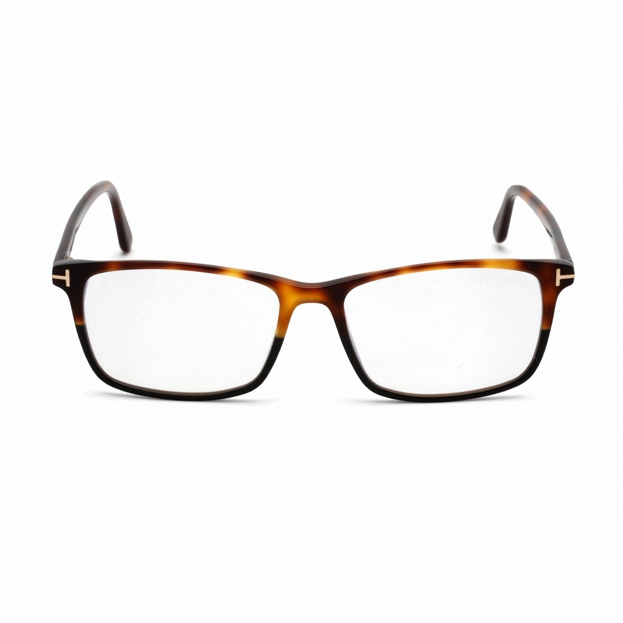 Tom Ford Men's Eyeglasses - Full Rim Shiny Medium Havana Plastic Frame | FT5584-B 053