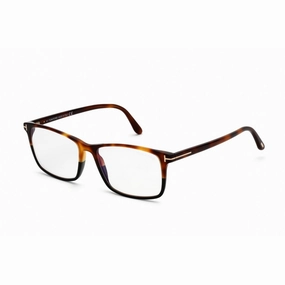 Tom Ford Men's Eyeglasses - Full Rim Shiny Medium Havana Plastic Frame | FT5584-B 053