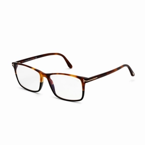 Tom Ford Men's Eyeglasses - Rectangular Blonde Havana Plastic Frame | FT5584-B 053