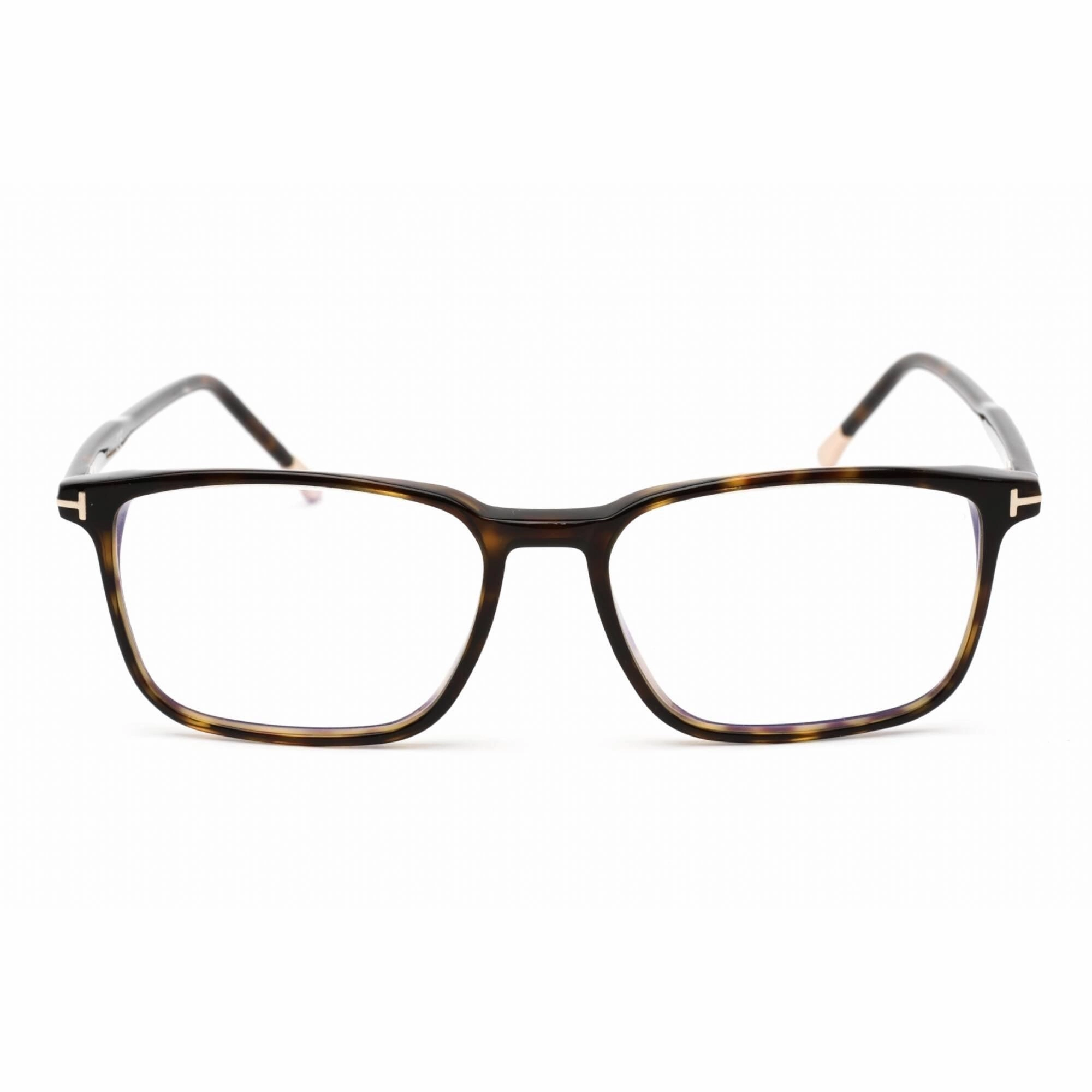Tom Ford Men's Eyeglasses - Rectangular Shape Dark Havana Plastic Frame | FT5607-B 052