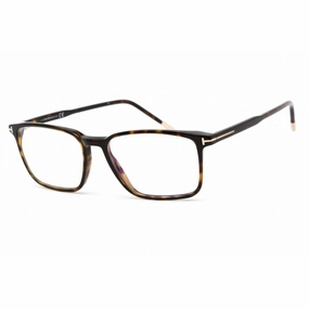 Tom Ford Men's Eyeglasses - Rectangular Shape Dark Havana Plastic Frame | FT5607-B 052