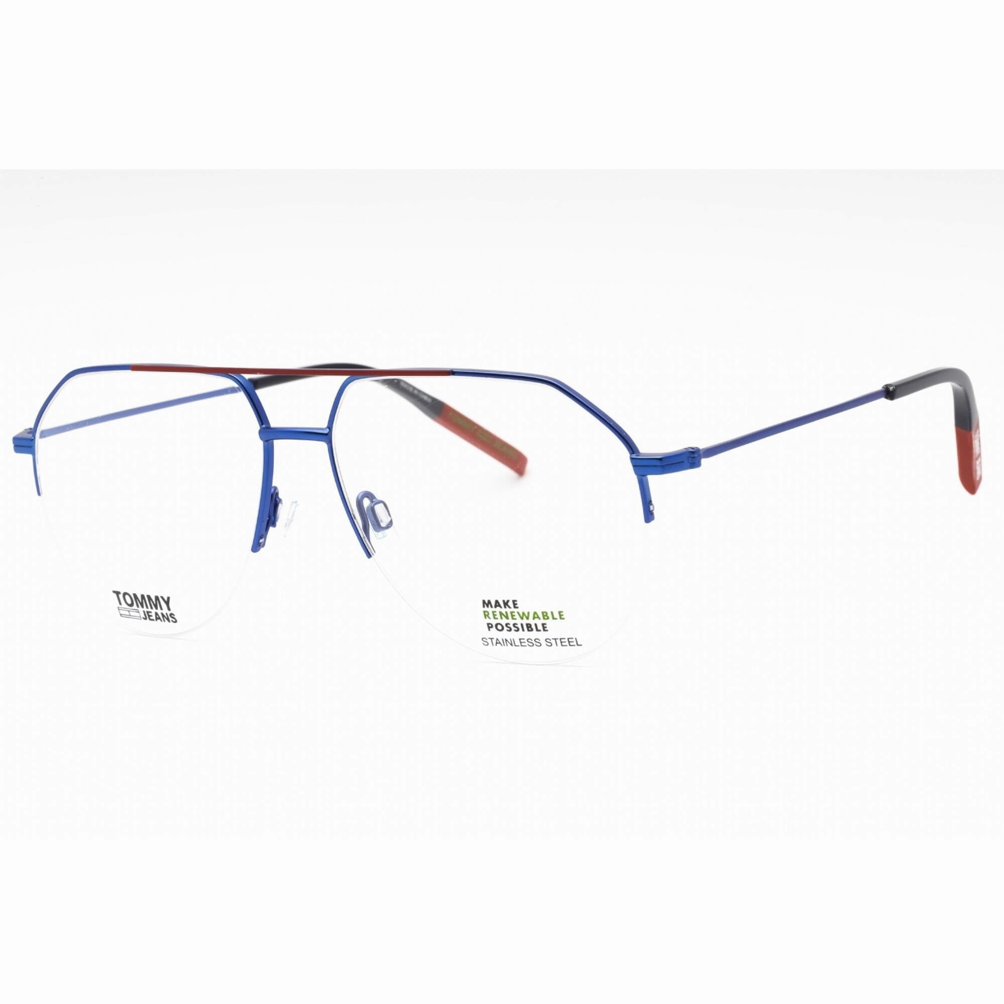 Tommy Hilfiger Men's Eyeglasses - Matte Blue Aviator Half Rim Frame | TJ 0013 FLL