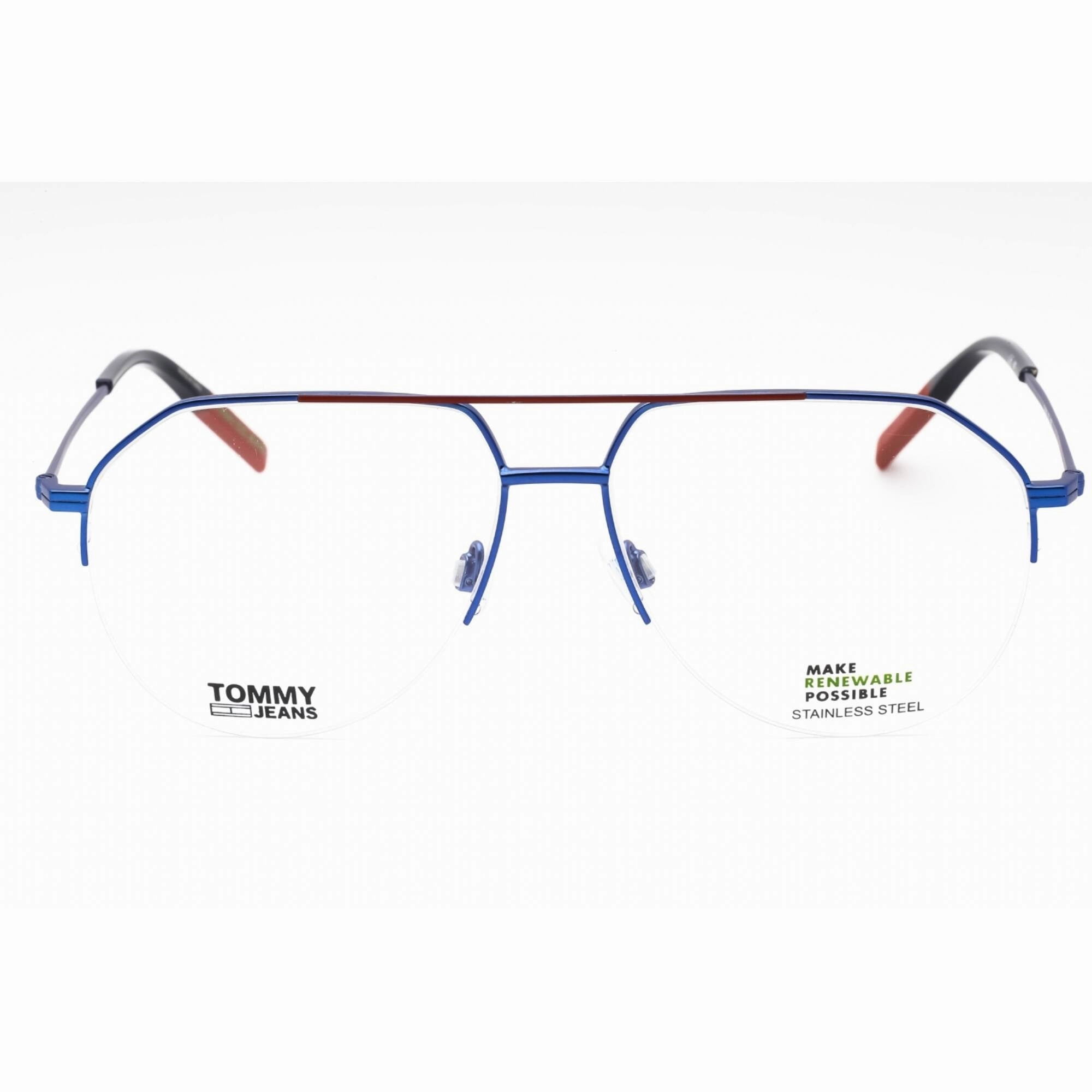 Tommy Hilfiger Men's Eyeglasses - Matte Blue Aviator Half Rim Frame | TJ 0013 FLL