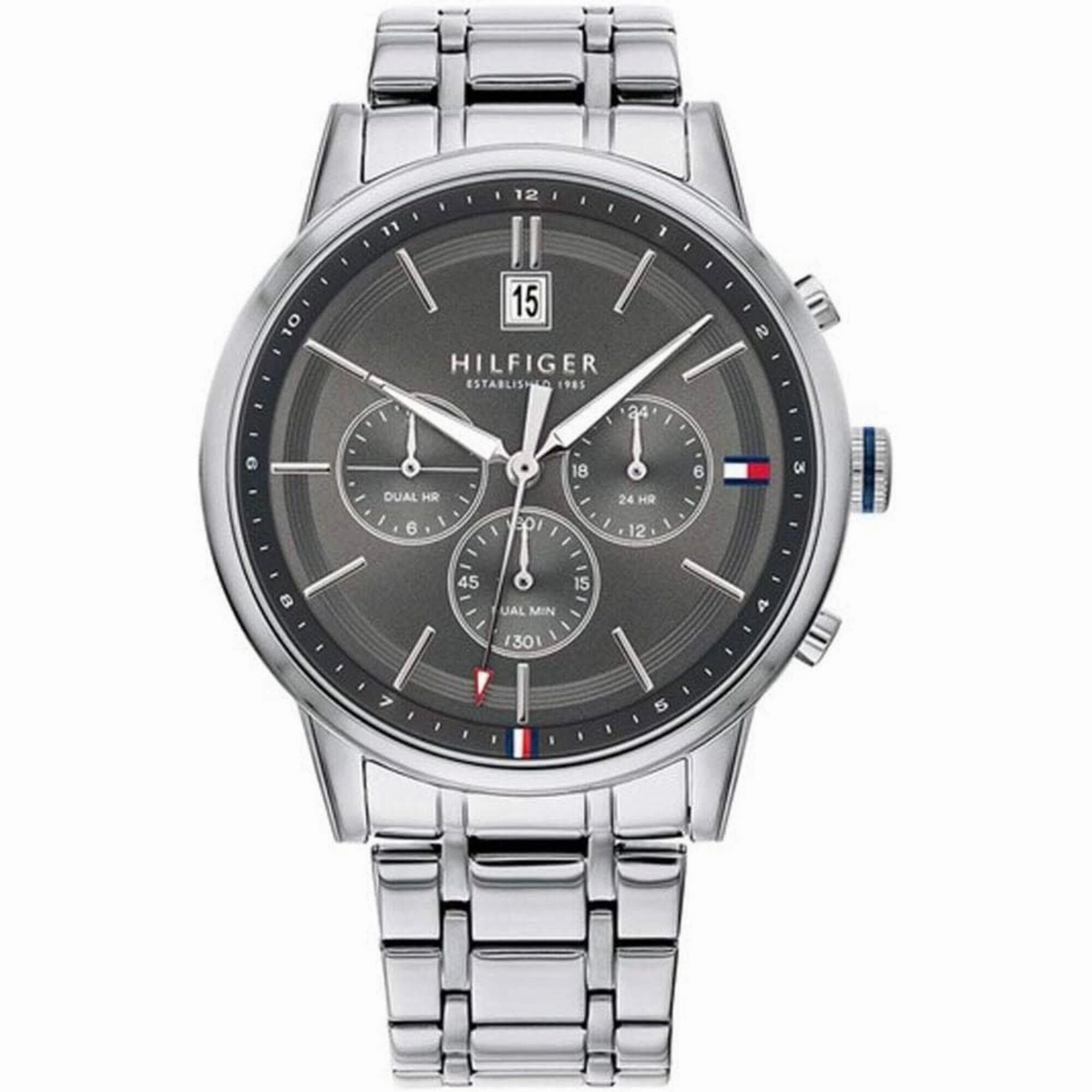 Tommy Hilfiger Men's Watch - Kyle Grey Dial Silver Steel Bracelet Quartz | 1791632