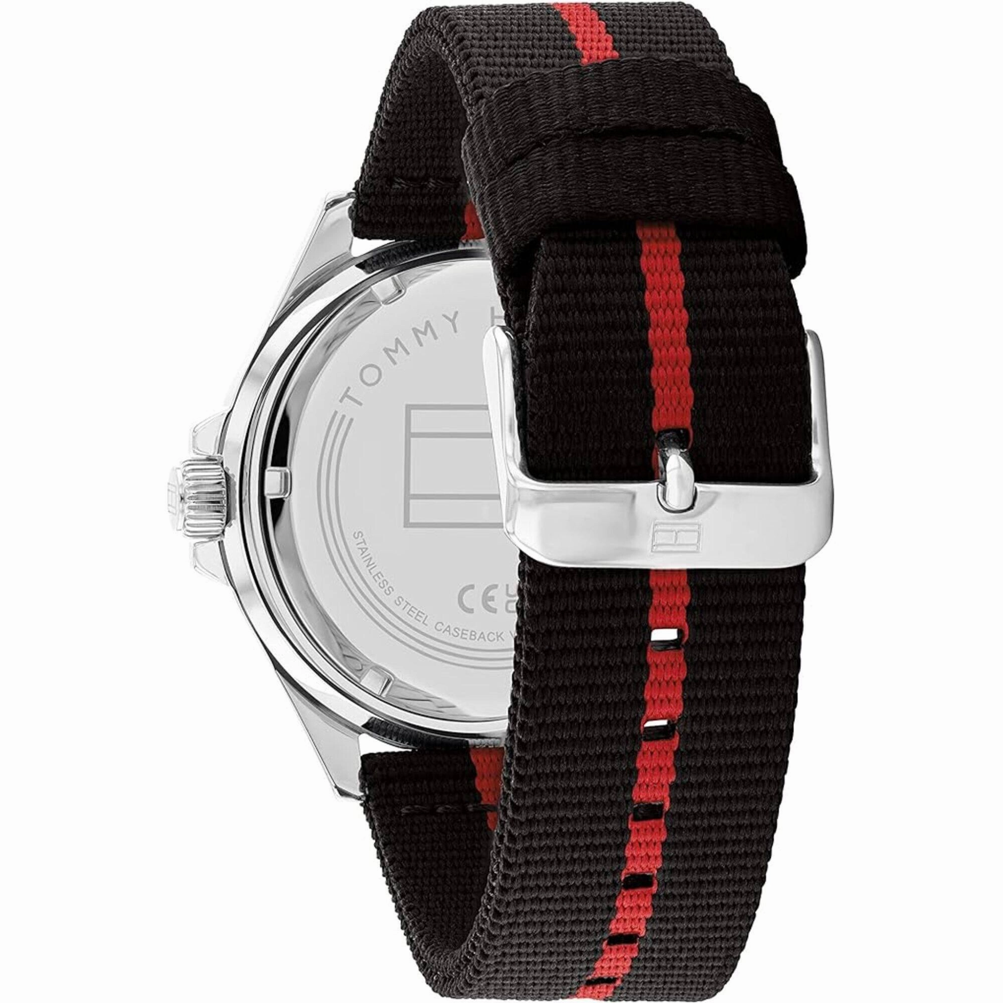 Tommy Hilfiger Men's Watch - Logan Fixed Bezel Black and Red Nylon Strap | 1792010