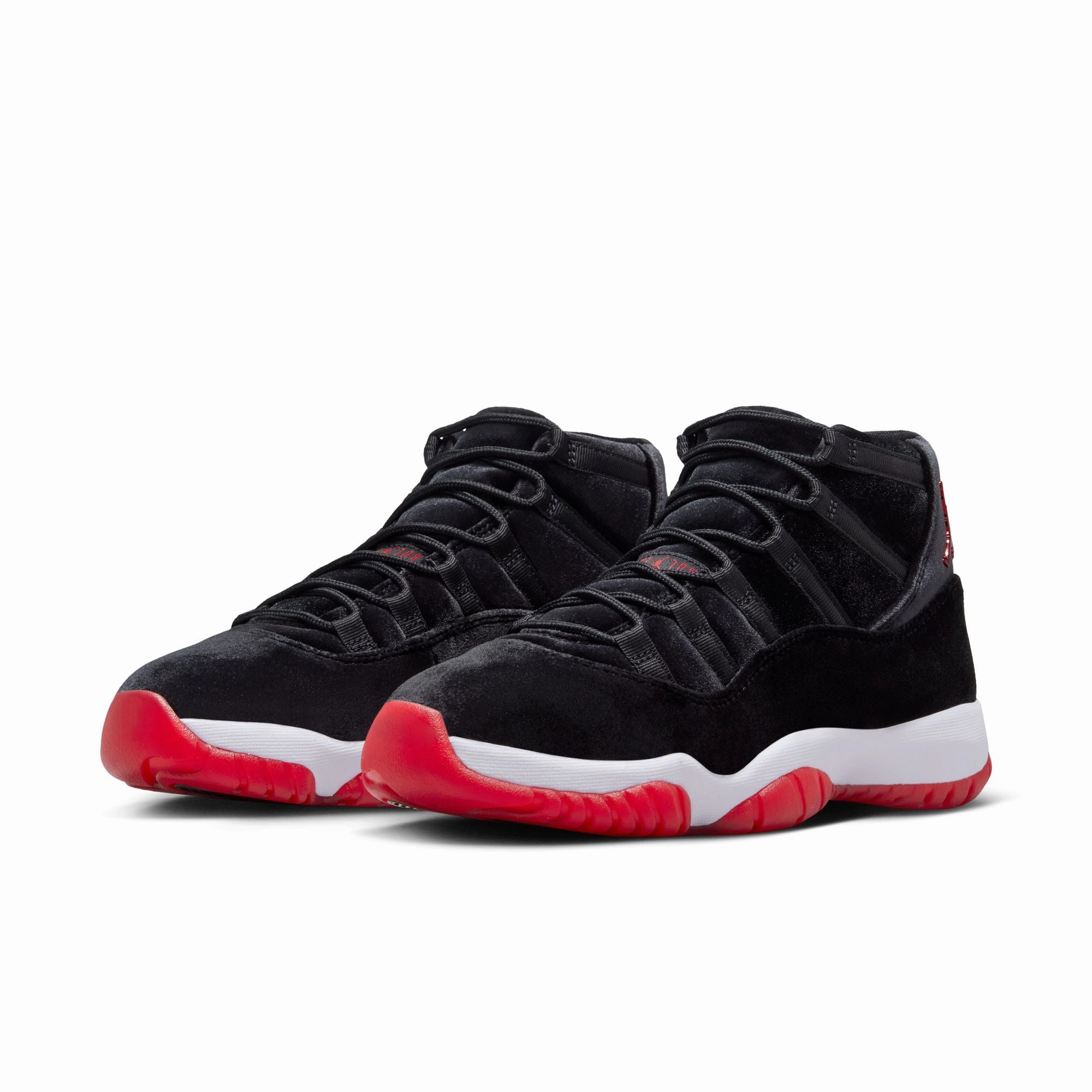 Women's Air Jordan 11 Retro Bred Velvet - BLACK/GYM RED-WHITE