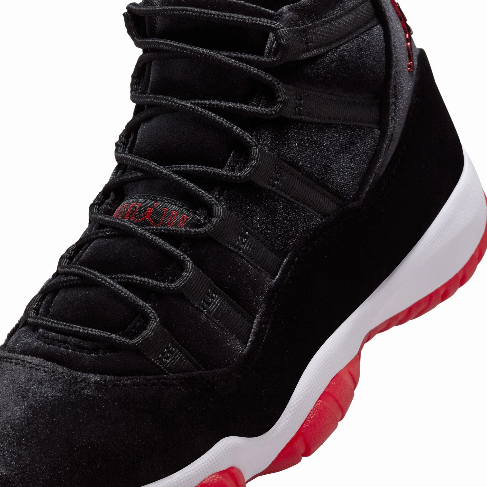 Women's Air Jordan 11 Retro Bred Velvet - BLACK/GYM RED-WHITE