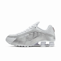 Women's Nike Shox R4 - WHITE/WHITE-METALLIC SILVER-MAX ORANGE