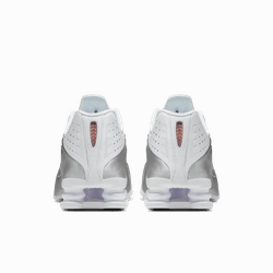 Women's Nike Shox R4 - WHITE/WHITE-METALLIC SILVER-MAX ORANGE