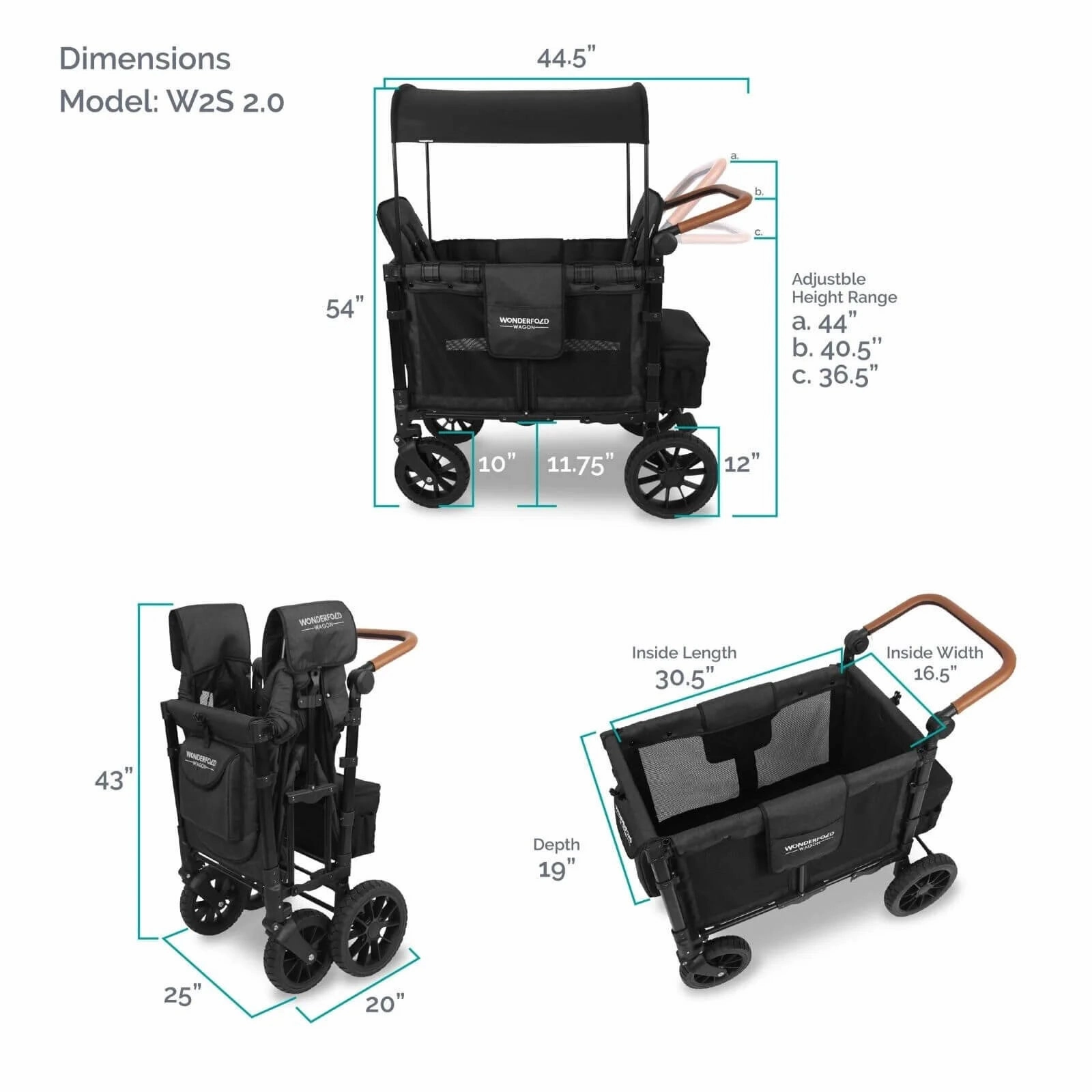 Wonderfold W2 Luxe Double Wagon - Volcanic Black
