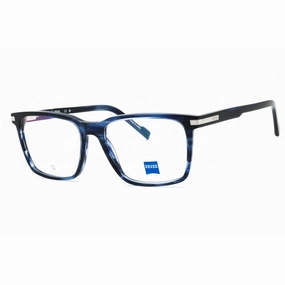Zeiss Men's Eyeglasses - Striped Blue Acetate Full Rim Square Frame | ZS23533 463