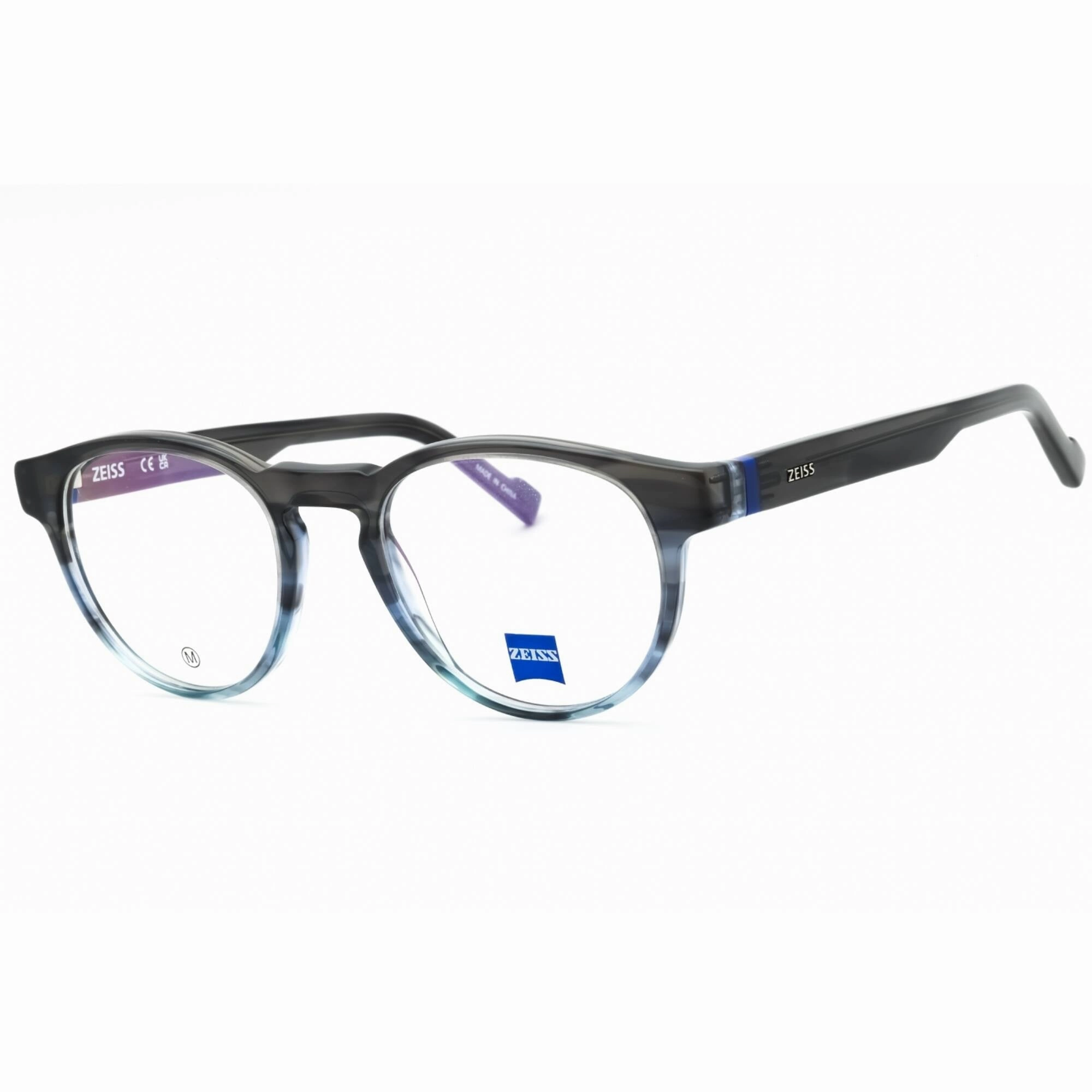 Zeiss Men's Eyeglasses - Striped Grey Blue Gradient Acetate Oval Frame | ZS23535 463